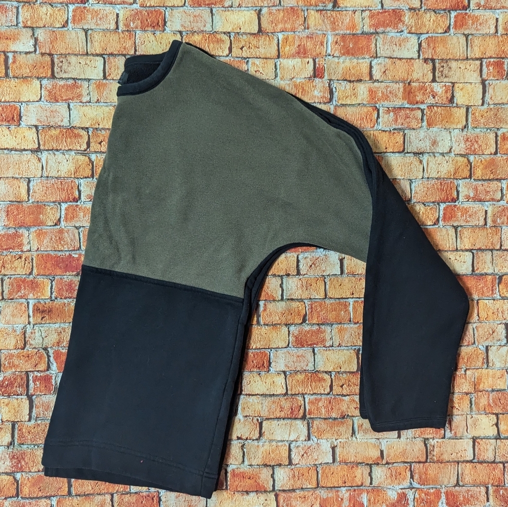 Oak + Fort Black & Olive Green Colorblock Doleman Sleeve Sweat Shirt Size XS - Picture 5 of 9